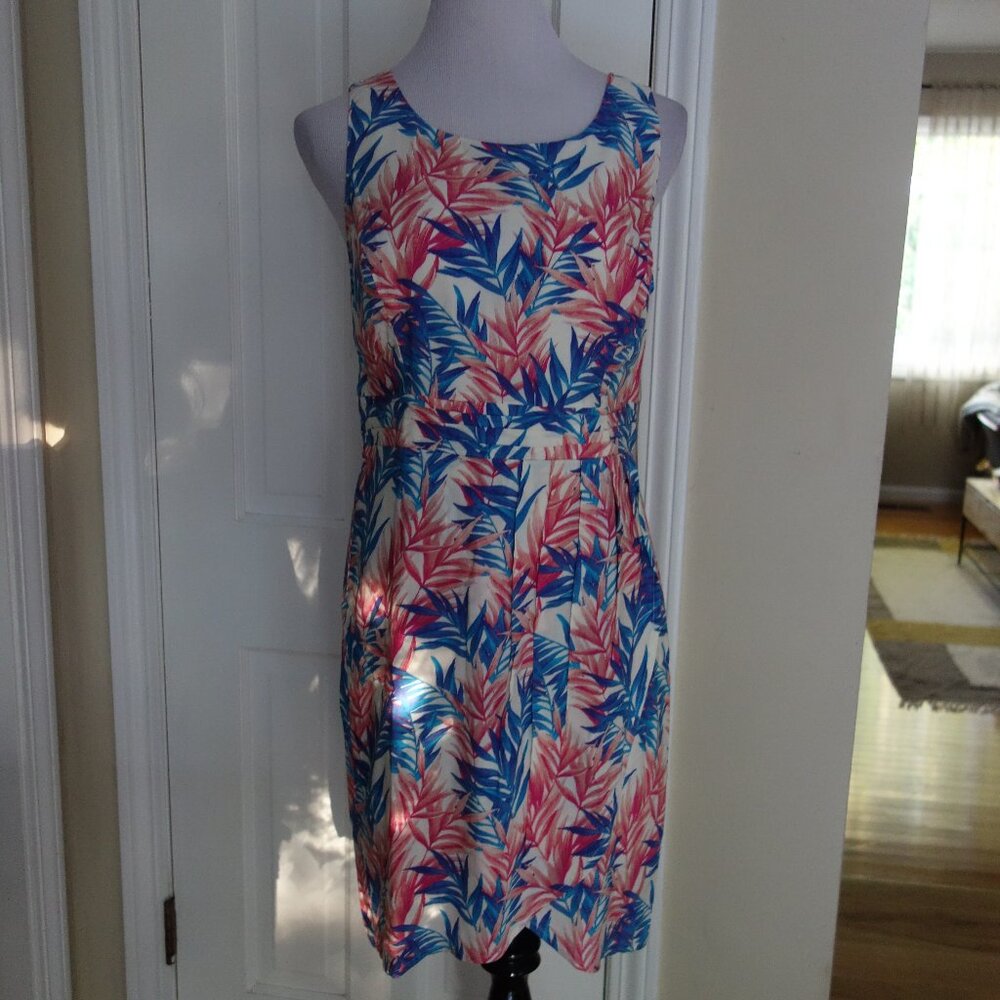 NWT FOREVER 21 Cream Blue Pink Side Pleated Sundress – Large